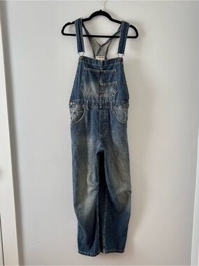We The Free Ziggy Denim Overalls Soft Jean Relaxed Fit Faded Wash Blue